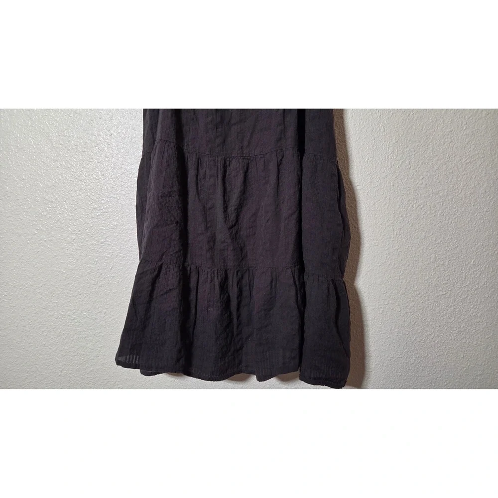 Urban Outfitters Black Embroidered Floral Tiered Mini Dress Boho Tie Strap Small